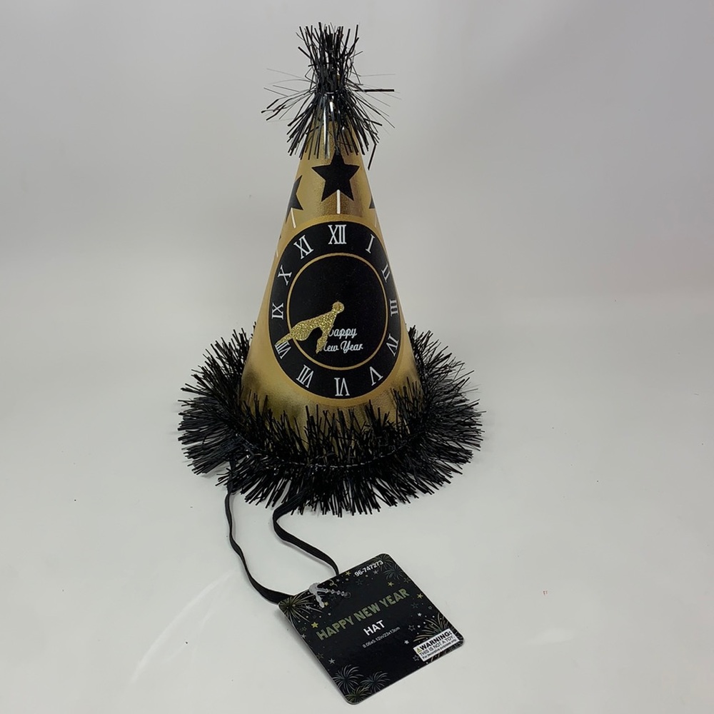 Hat:  Party Happy New Year 🥳 with clock stars unisex one size Nuevo Año